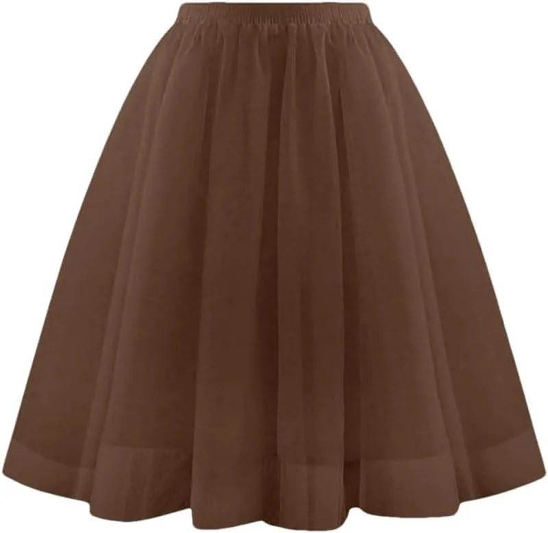 Women's Skirts Elastic High Waist A-Line Solid Color Midi Pleated Skirt Women