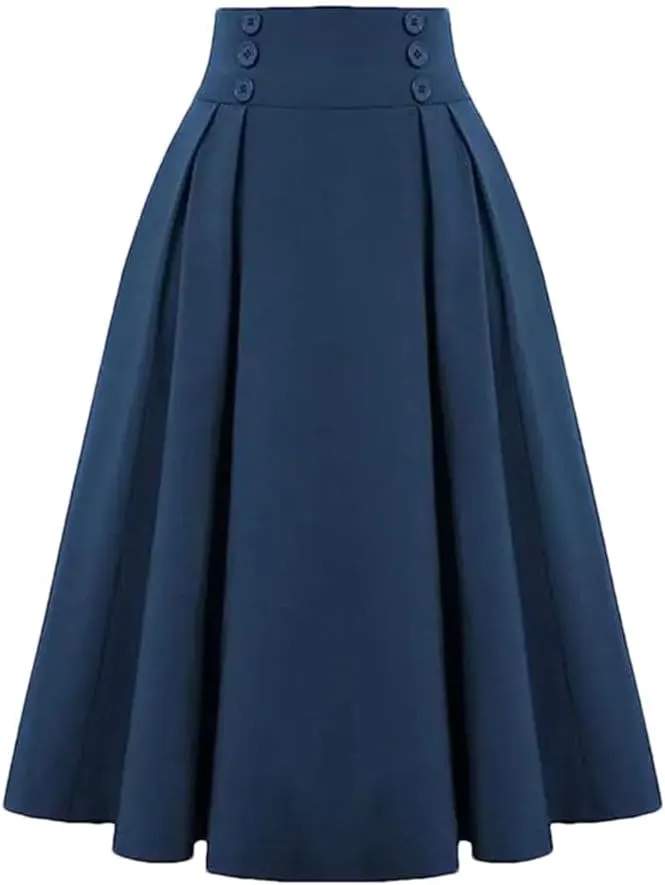 Women's Skirts High Waist A-Line Solid Color Office Casual Midi Skirt
