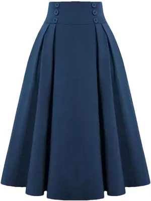 Women's Skirts High Waist A-Line Solid Color Office Casual Midi Skirt