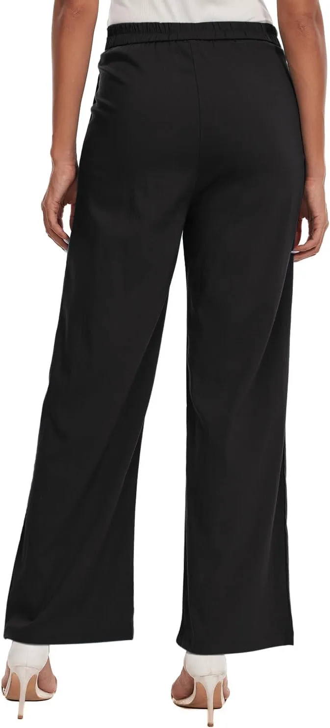 Women's Summer Pull on Soft Pants Back Elastic Waist Ankle Length Slacks