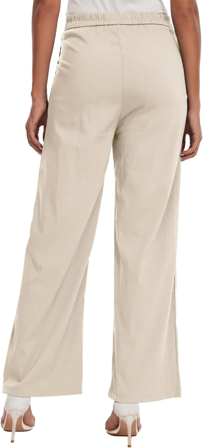Women's Summer Pull on Soft Pants Back Elastic Waist Ankle Length Slacks