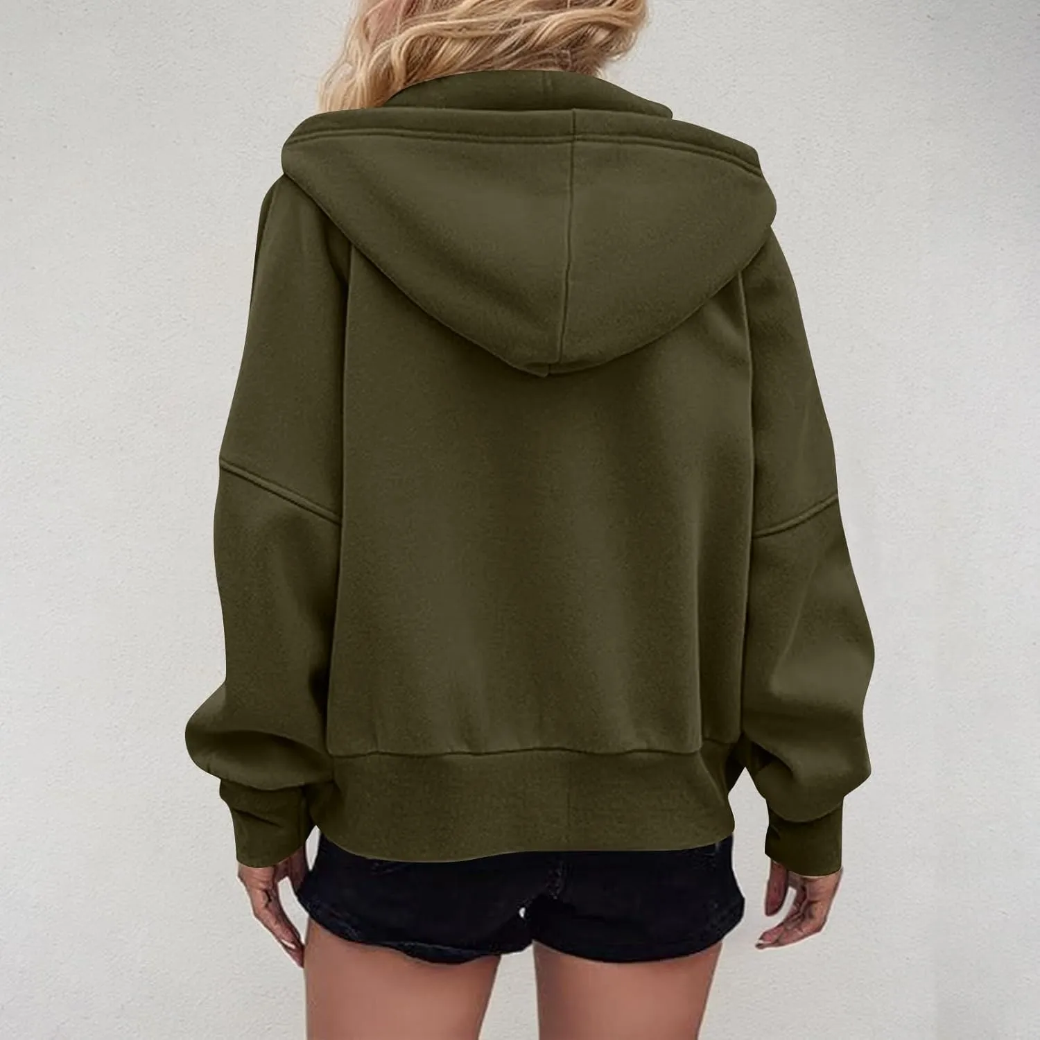 Womens Zip Up Hoodies Y2k Oversized Cropped Sweatshirt Fall Fleece Jackets Casual Comfy Cute Trendy Teen Hoodies