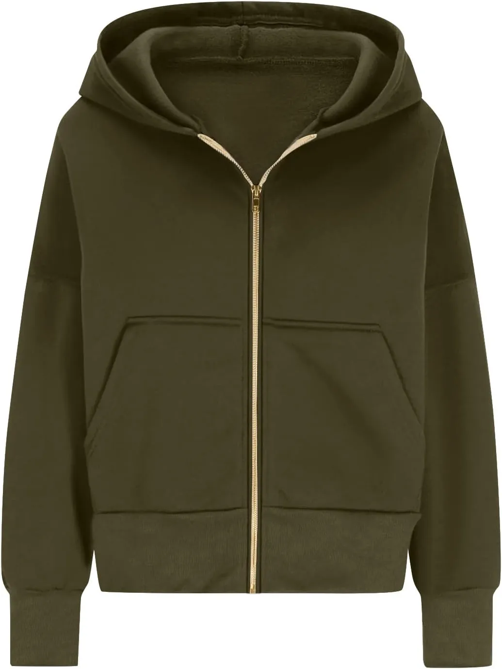 Womens Zip Up Hoodies Y2k Oversized Cropped Sweatshirt Fall Fleece Jackets Casual Comfy Cute Trendy Teen Hoodies