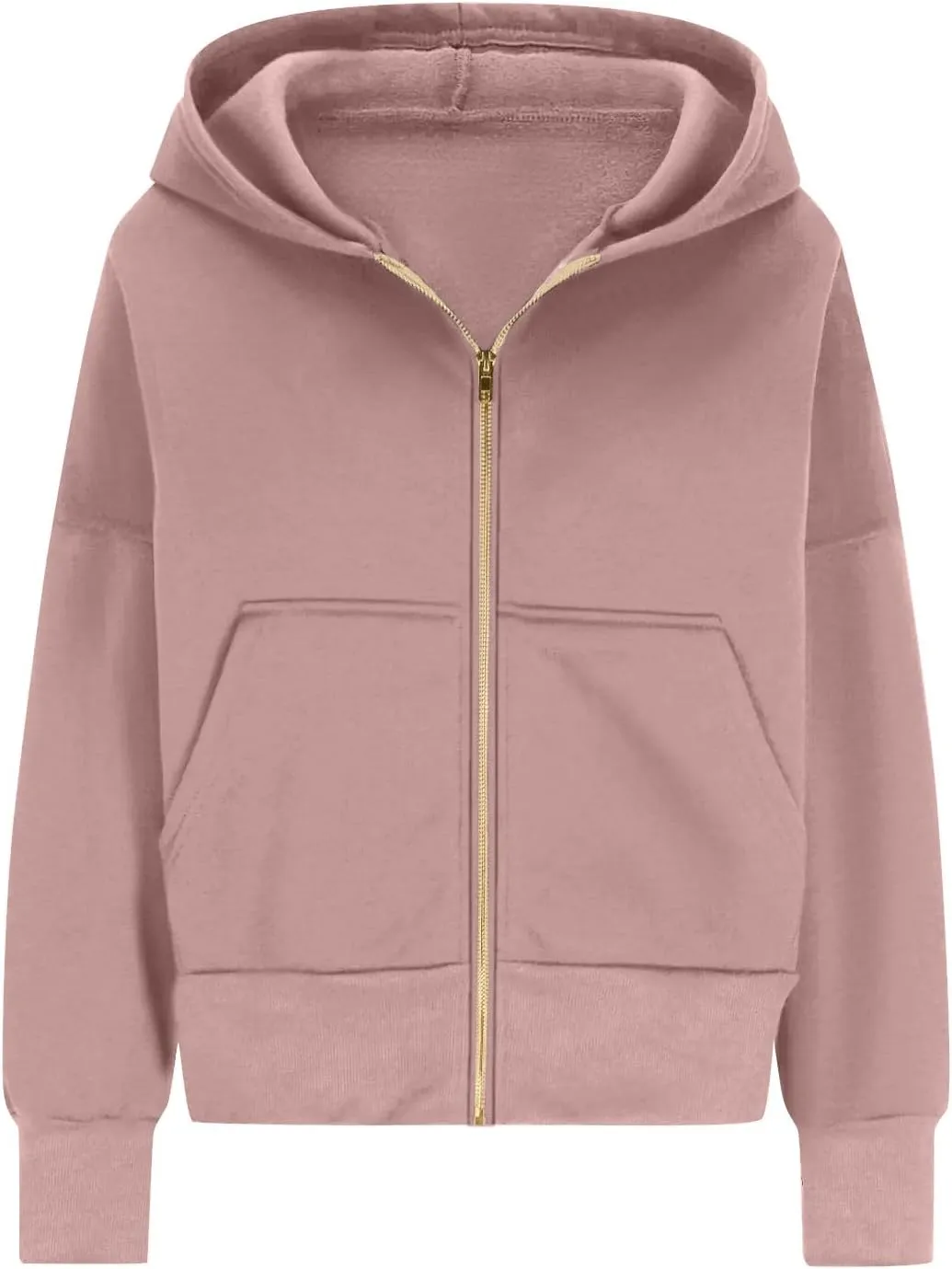 Womens Zip Up Hoodies Y2k Oversized Cropped Sweatshirt Fall Fleece Jackets Casual Comfy Cute Trendy Teen Hoodies