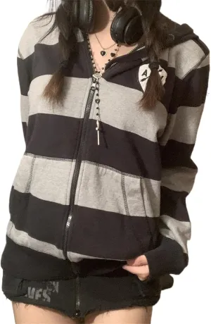 Y2k Zip Up Hoodies for Teen Girls Aesthetic Trendy Oversized Sweatshirt Womens 2022 Star Graphic Print Jackets