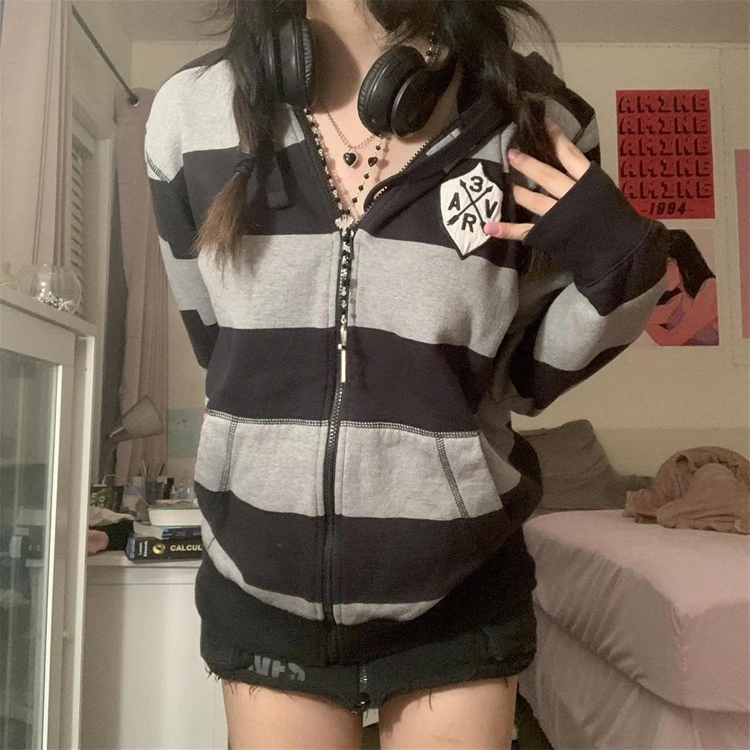 Y2k Zip Up Hoodies for Teen Girls Aesthetic Trendy Oversized Sweatshirt Womens 2022 Star Graphic Print Jackets