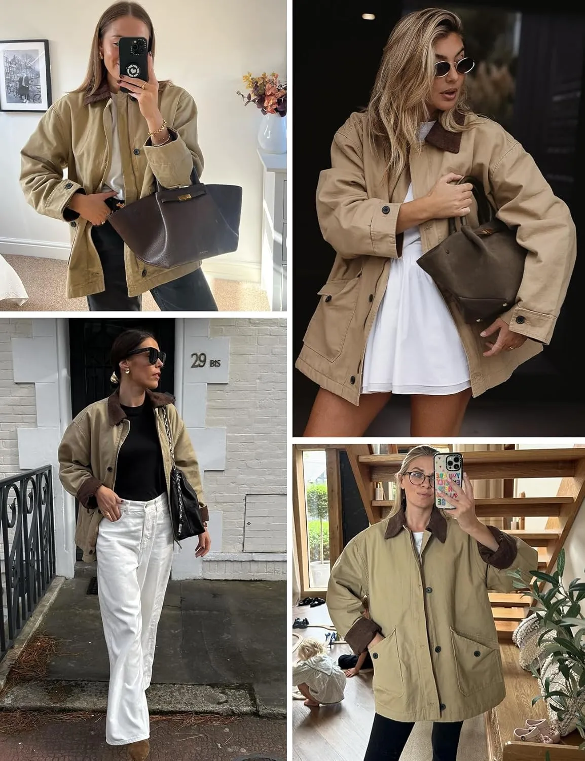Yimoon Lightweight Jacket for Women Oversized Corduroy Lapel Collar Button Down Casual Jackets Outwear