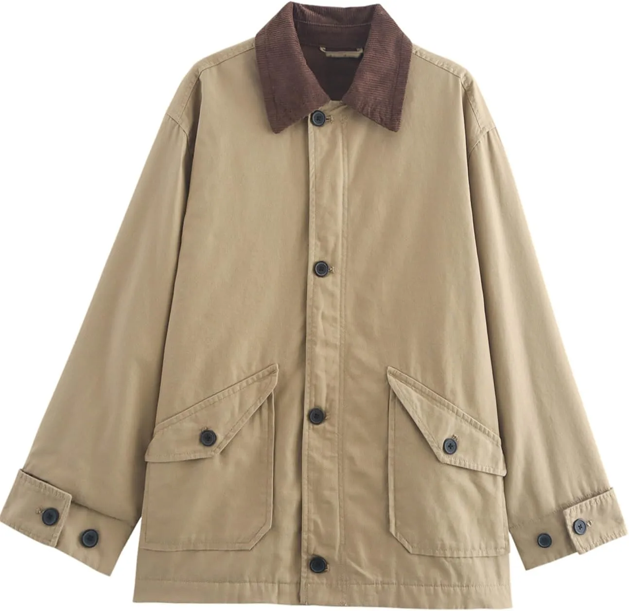 Yimoon Lightweight Jacket for Women Oversized Corduroy Lapel Collar Button Down Casual Jackets Outwear