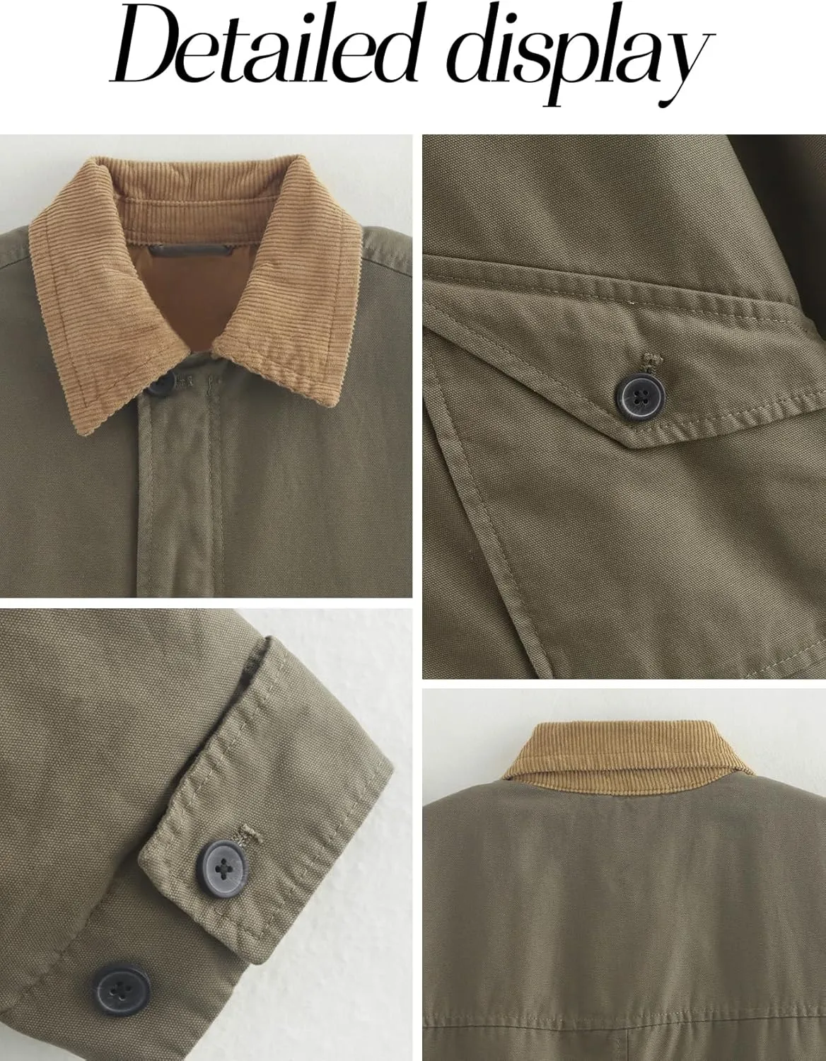 Yimoon Lightweight Jacket for Women Oversized Corduroy Lapel Collar Button Down Casual Jackets Outwear