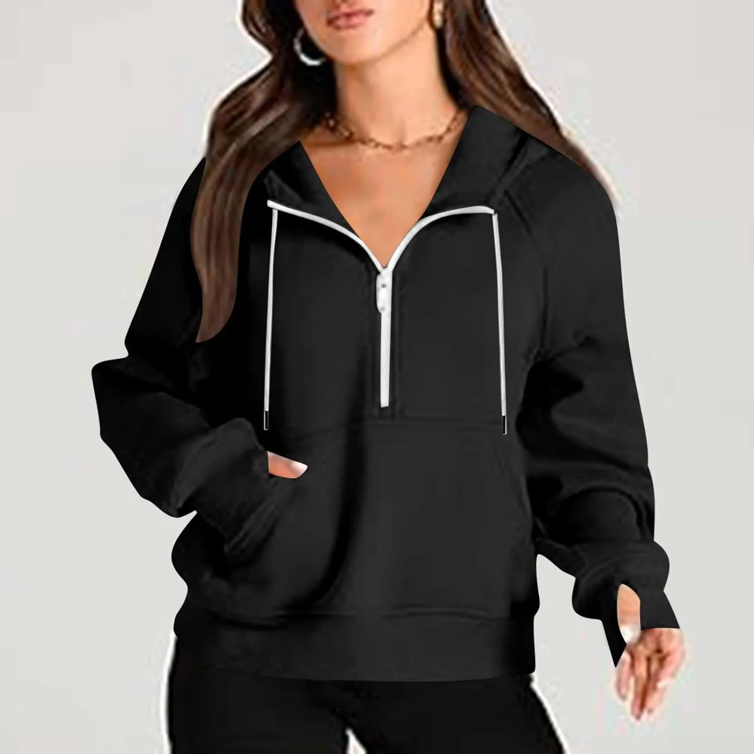 Zip Up Hoodie Women Cropped Long Sleeve Sweatshirts Trendy Pockets Jackets Spring Fall Daily Workout Pullover Tops