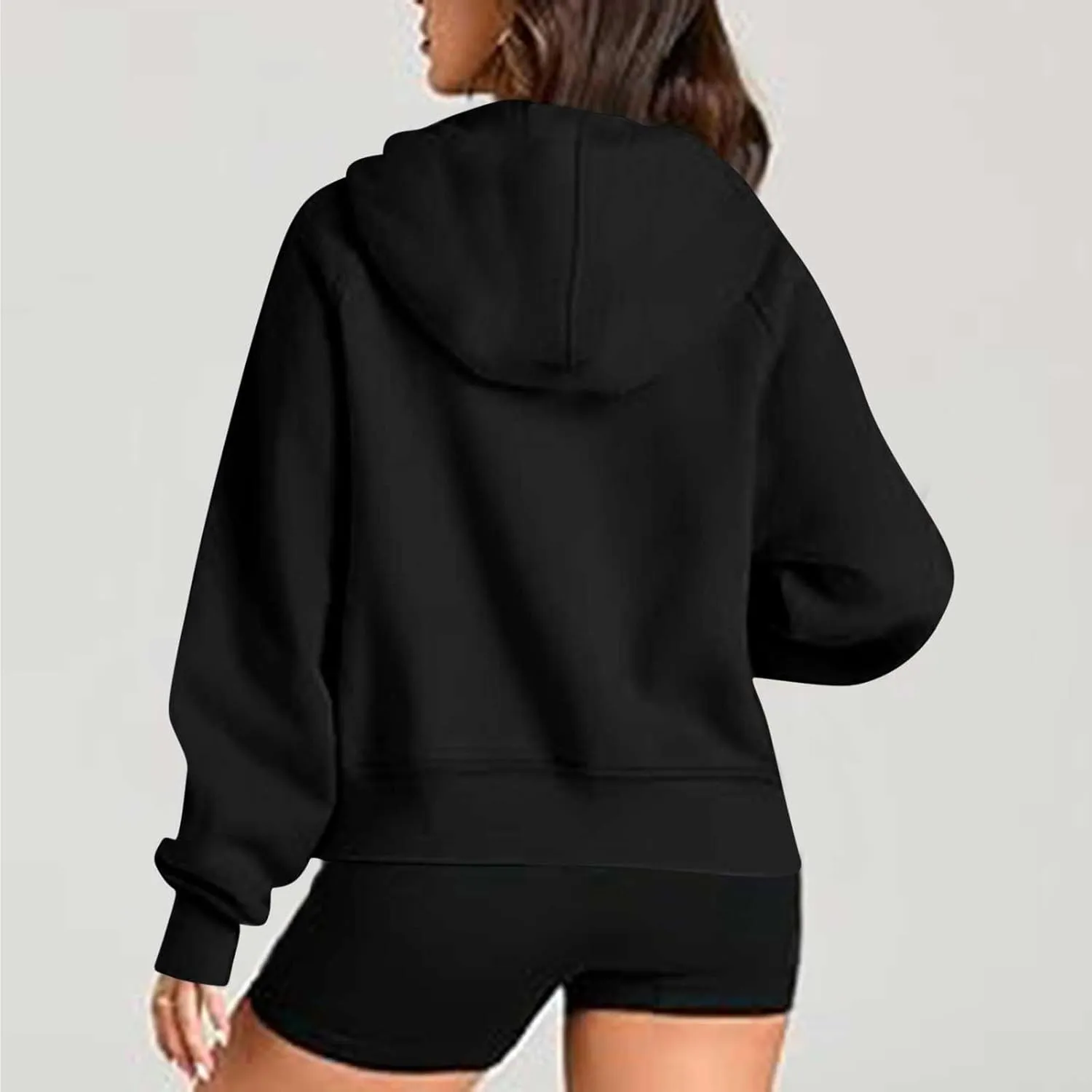 Zip Up Hoodie Women Cropped Long Sleeve Sweatshirts Trendy Pockets Jackets Spring Fall Daily Workout Pullover Tops